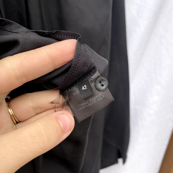 Isabel Marant Long-Sleeve Pintuck-Ruffle Blouse Black - Picture 7 of 8